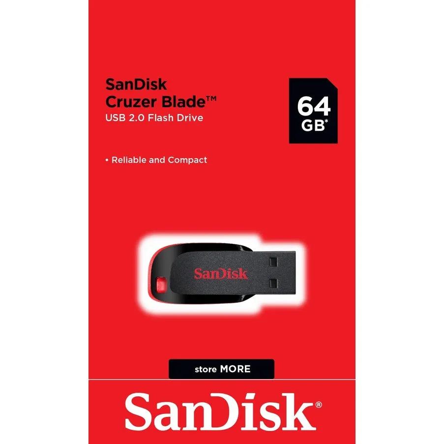 SanDisk CZ50 Cruzer Blade Pendrive USB 2.0 Flash Drive Black/Pink (16GB/32GB/64GB)