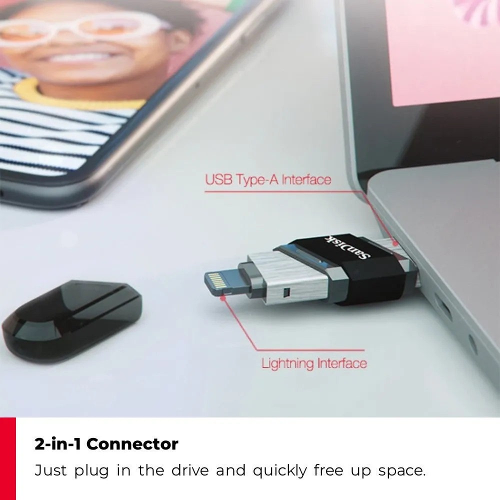 Sandisk Ixpand Flash Drive Flip OTG USB for iPhone & iPad (32GB/64GB/128GB) SDIX90N