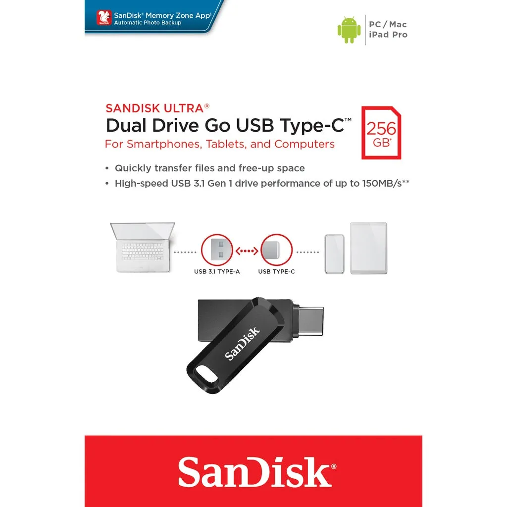 Sandisk Ultra Dual Go OTG Drive USB Type-C ( Black / Blue / Purple / Green ) SDDDC3 ( 32GB / 64GB / 128GB/256GB )