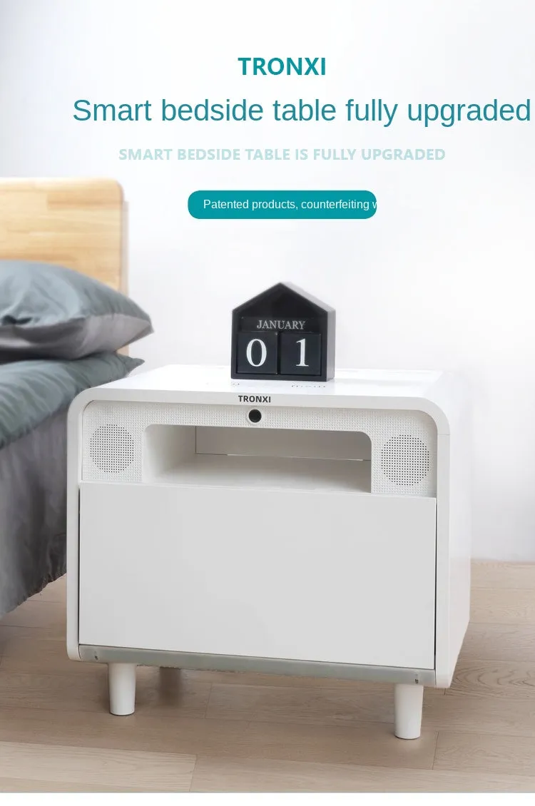 Smart Bedside Table Wireless Charging Bluetooth Audio Fingerprint Lock - Jennyhome