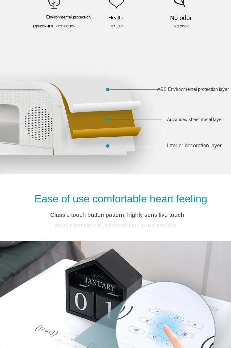 Smart Bedside Table Wireless Charging Bluetooth Audio Fingerprint Lock - Jennyhome