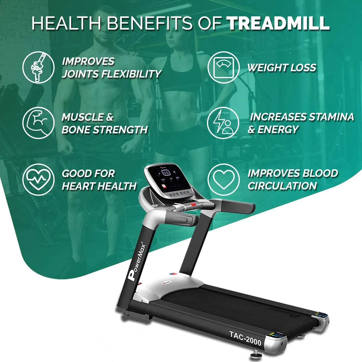 TAC-2000 4HP (6HP Peak) Motorized Treadmill with Free Installation Assistance | Commercial & Automatic Incline