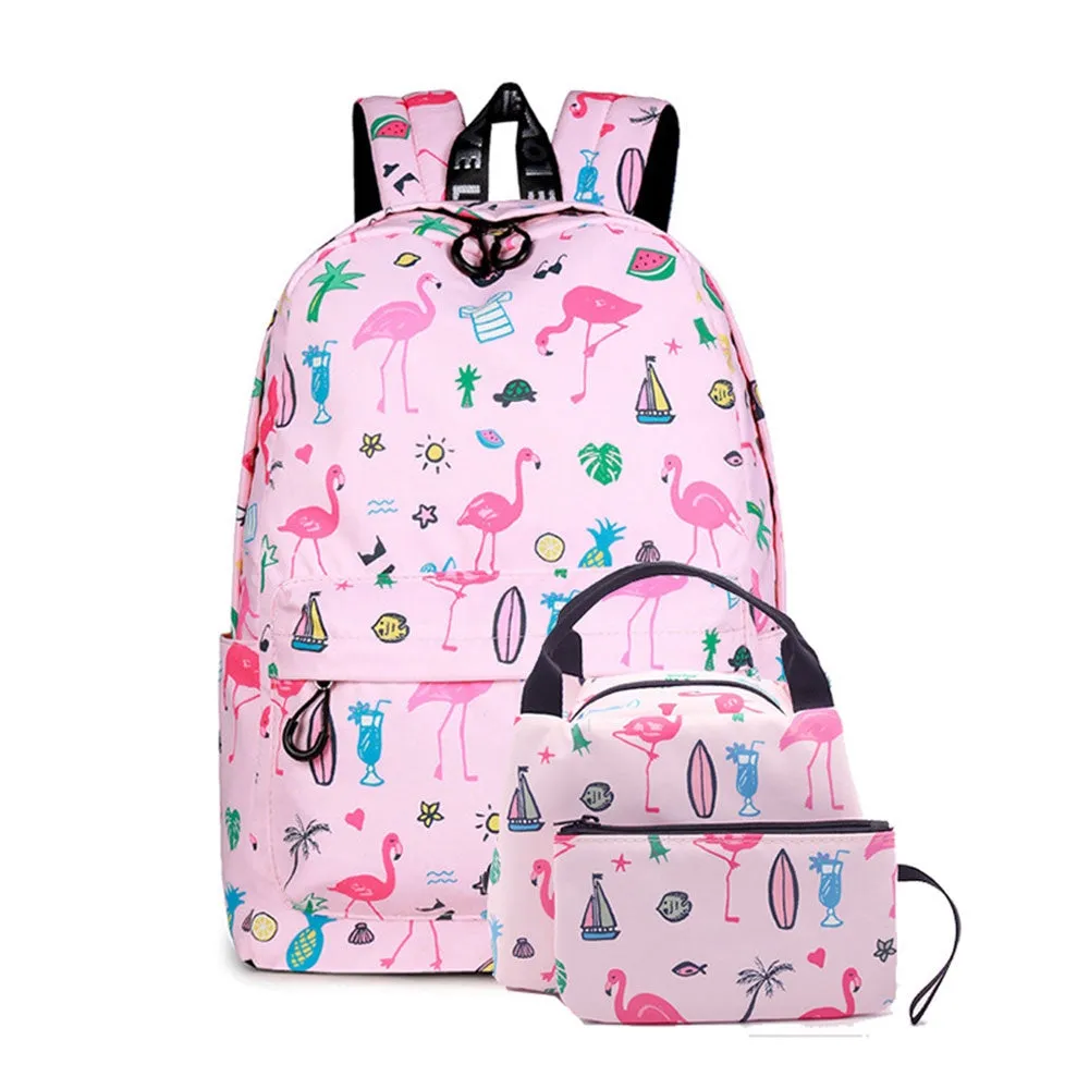 Teen Cartoon Unicorn Backpack Set Fits 14 Inches Laptop Bag with Lunch Bag College Bag