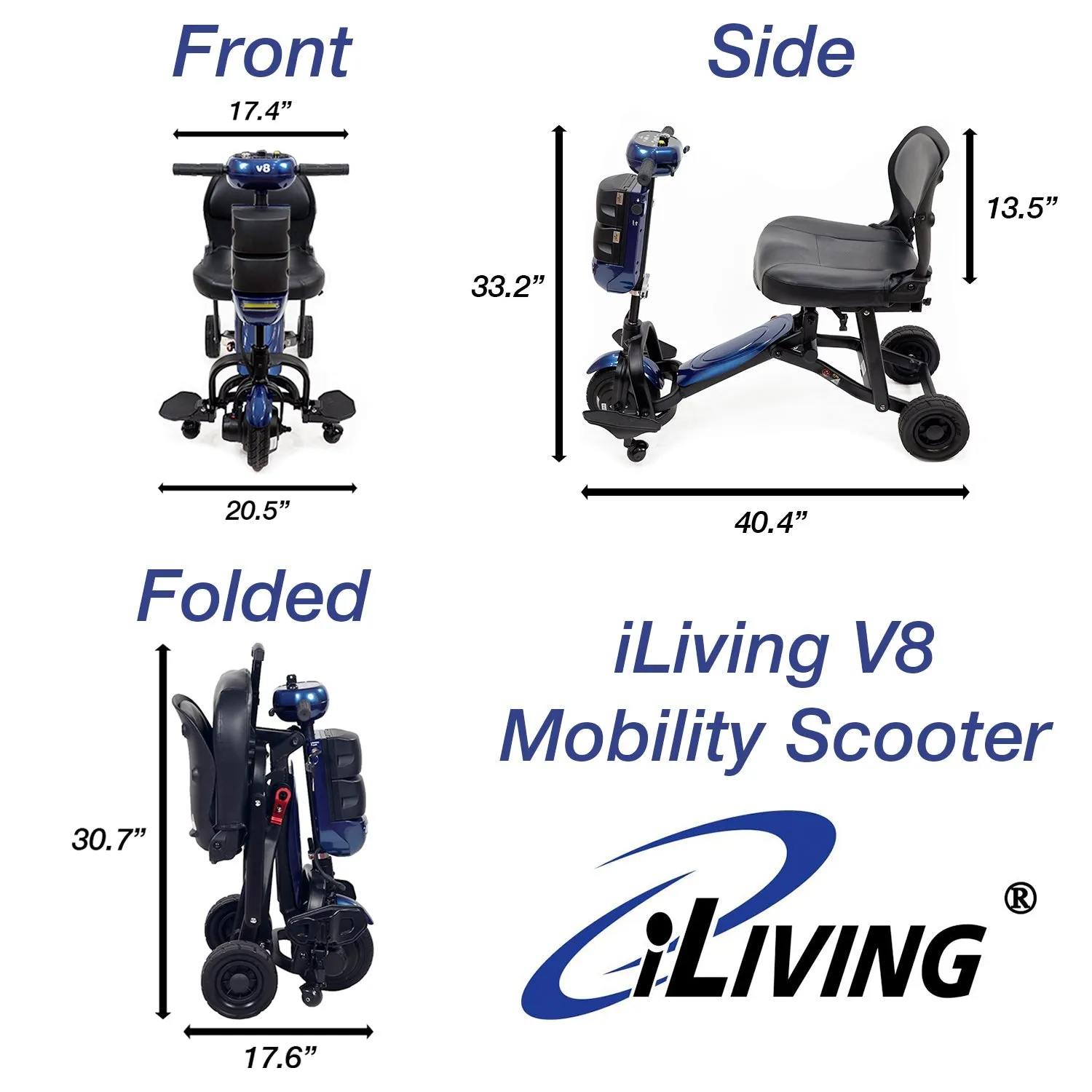 V8 - iLIVING Foldable Electric Mobility Scooter