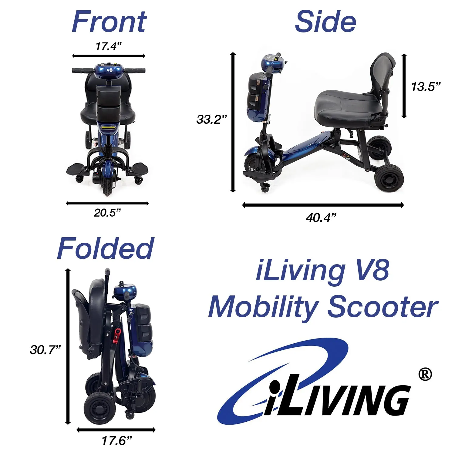 V8 - iLIVING Foldable Electric Mobility Scooter