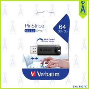 VERBATIM PINSTRIPE USB 3.0 PENDRIVE 64GB 49318