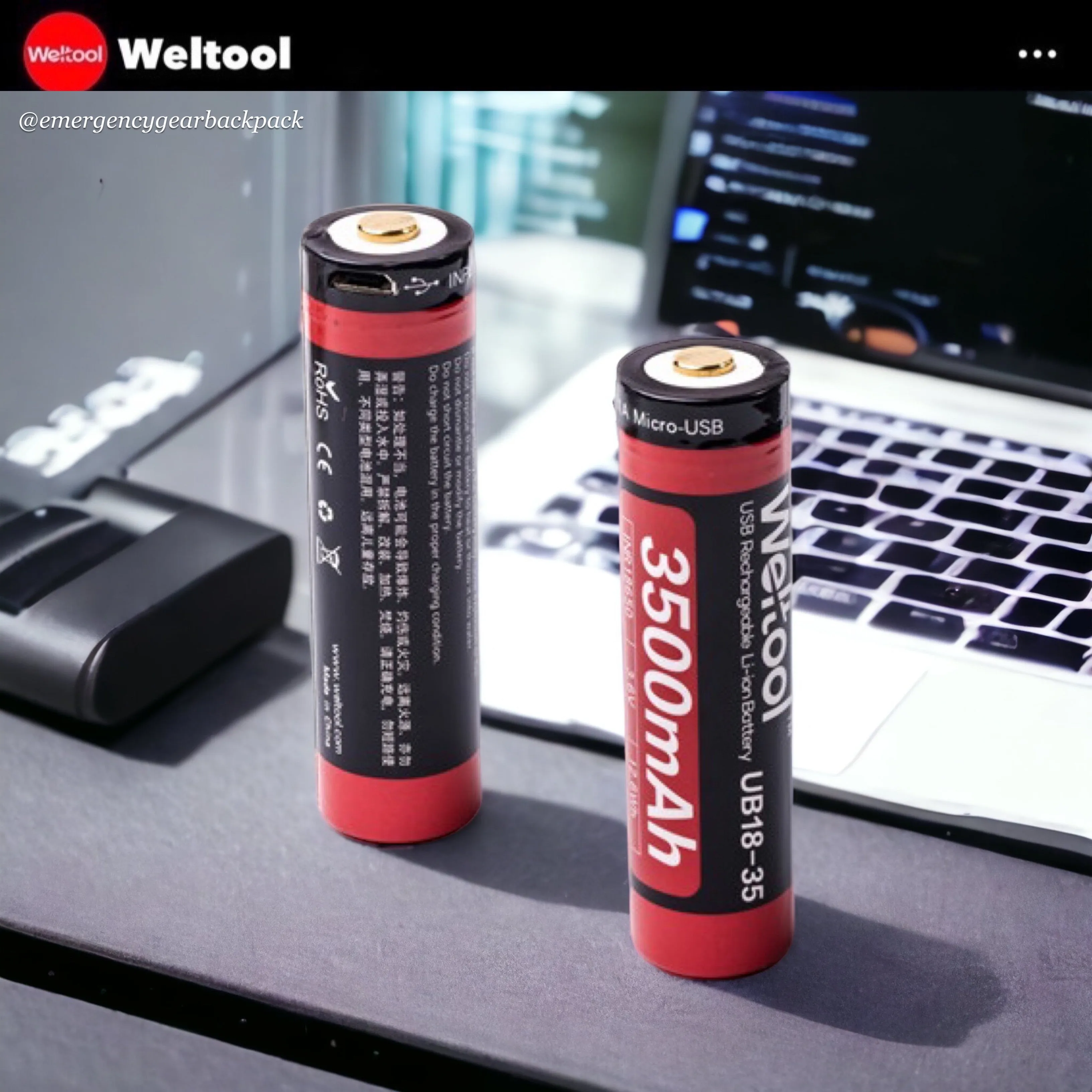 Weltool UB18-35 18650 3500mAh USB Rechargeable Li-ion Battery