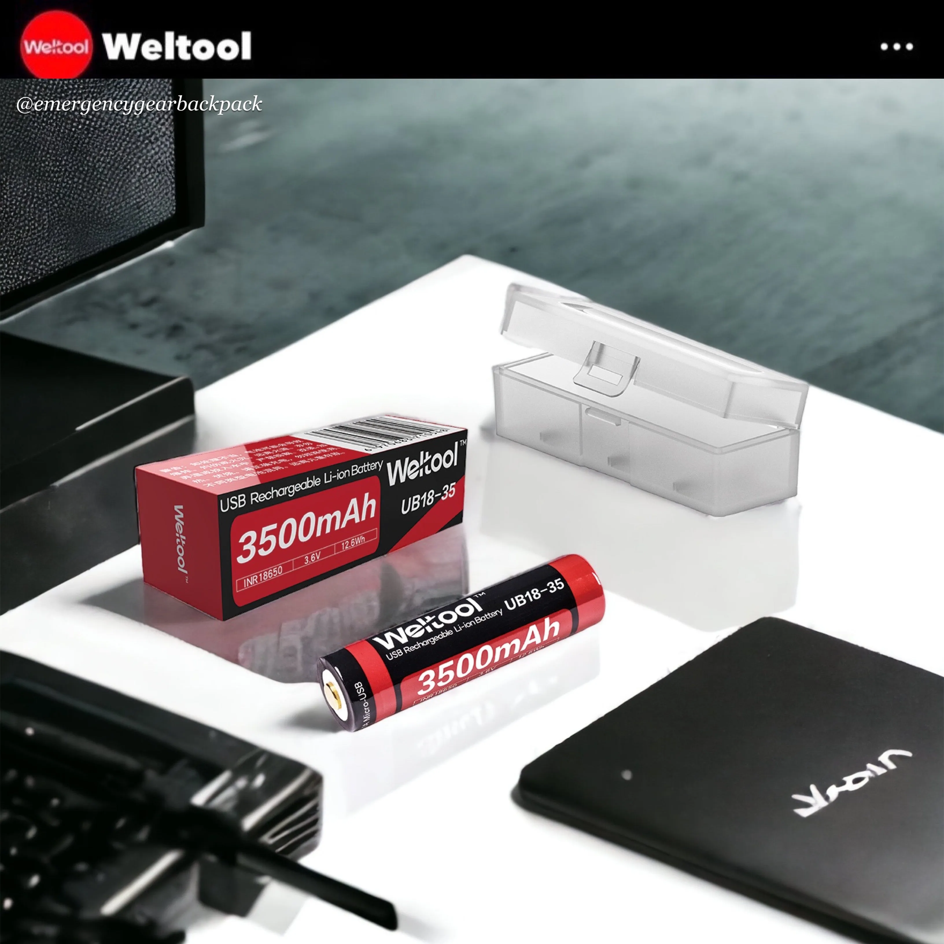 Weltool UB18-35 18650 3500mAh USB Rechargeable Li-ion Battery