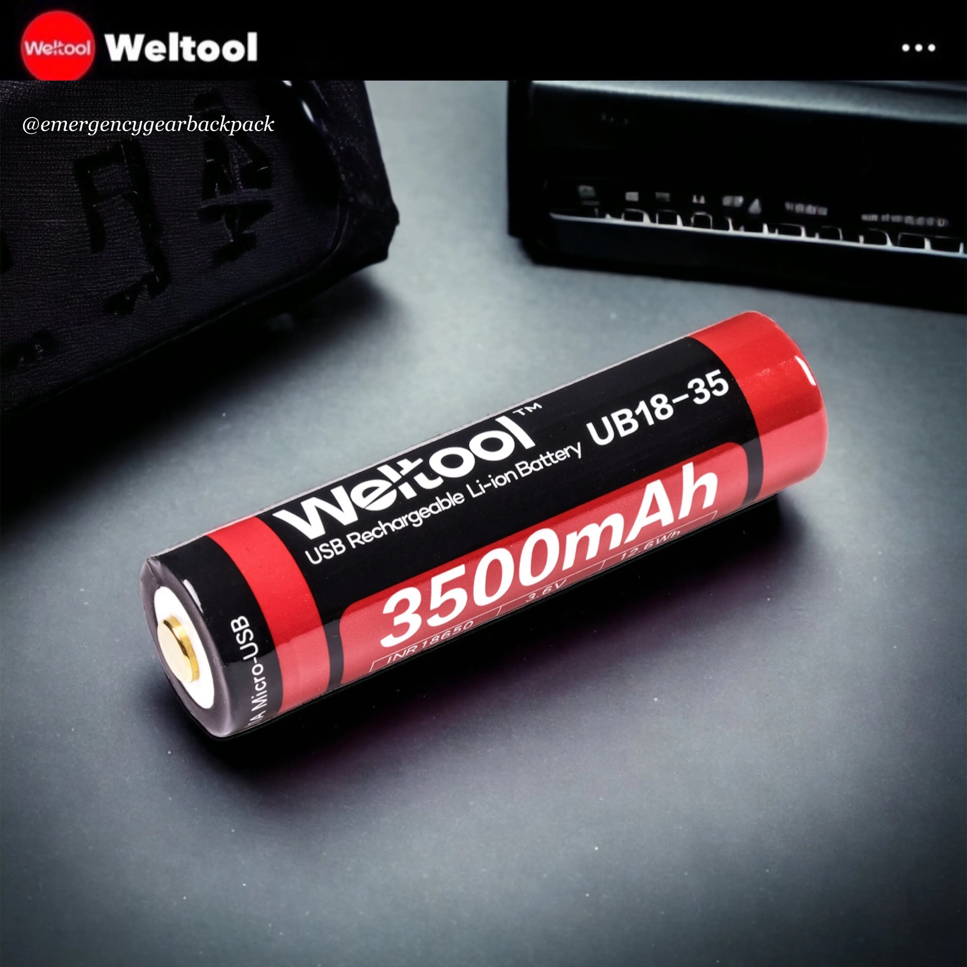 Weltool UB18-35 18650 3500mAh USB Rechargeable Li-ion Battery