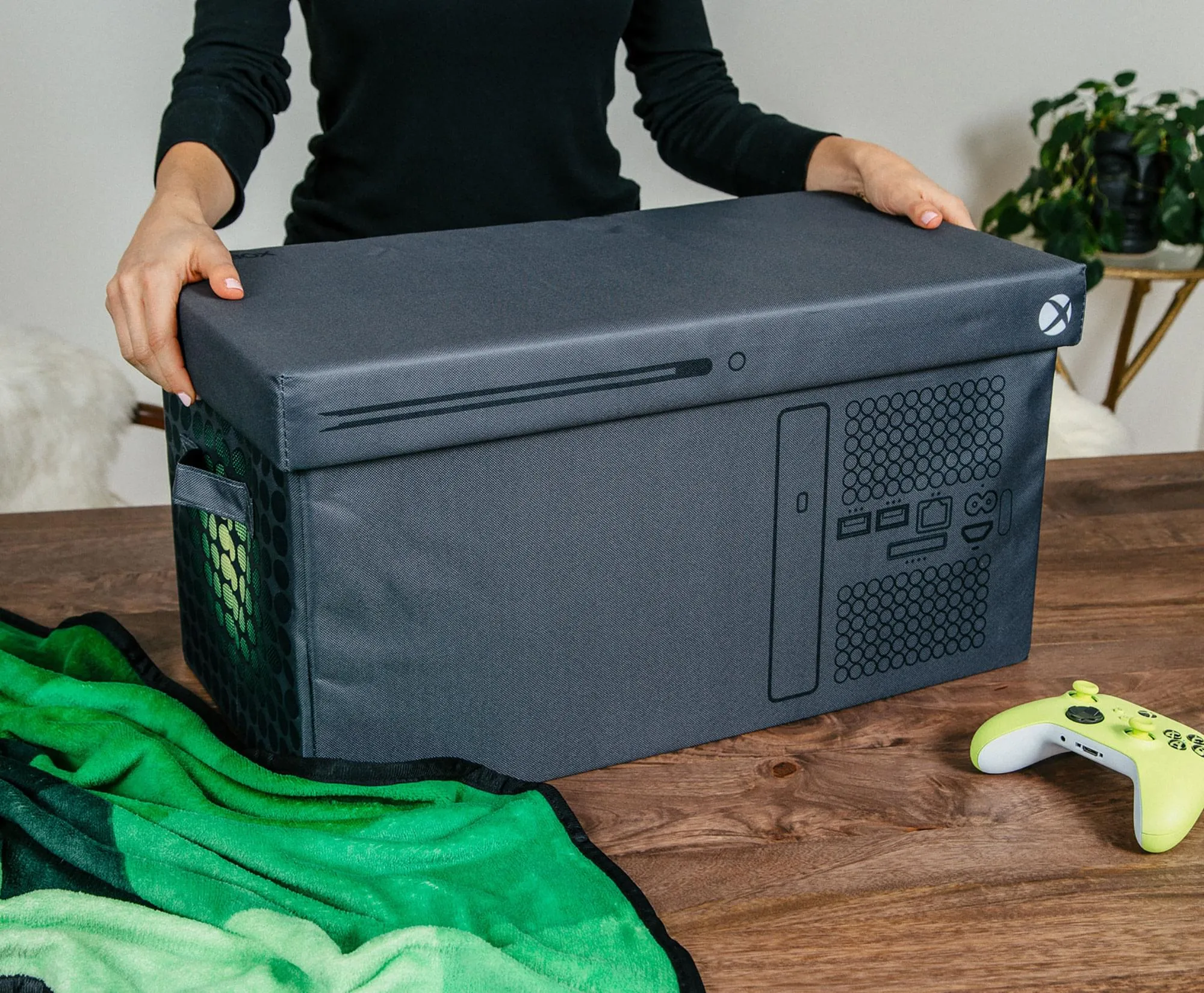 Xbox Series X Logo Storage Bin Chest Organizer with Lid | 24 x 12 Inches
