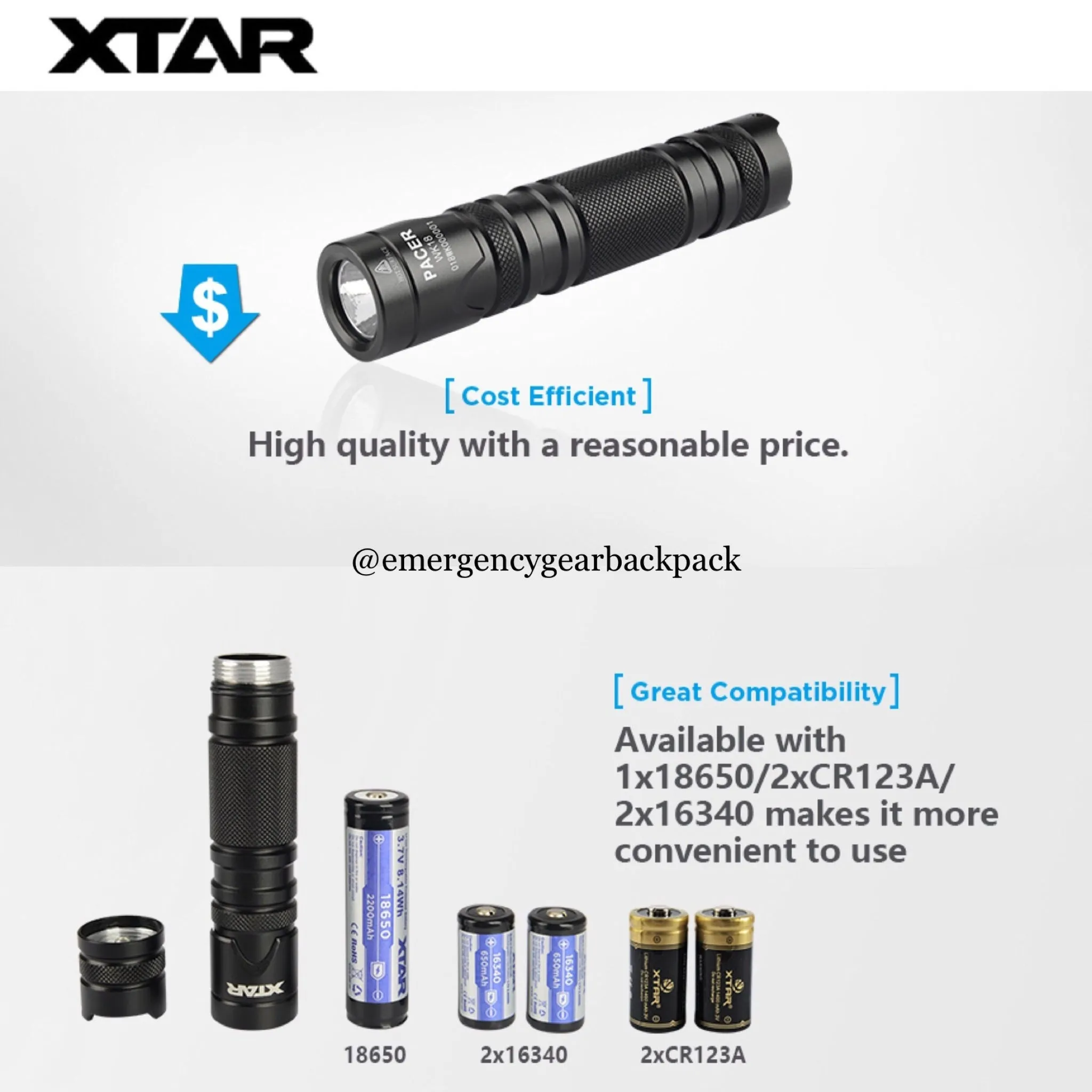 XTAR PACER WK18 1000LMS 150M EDC Flashlight