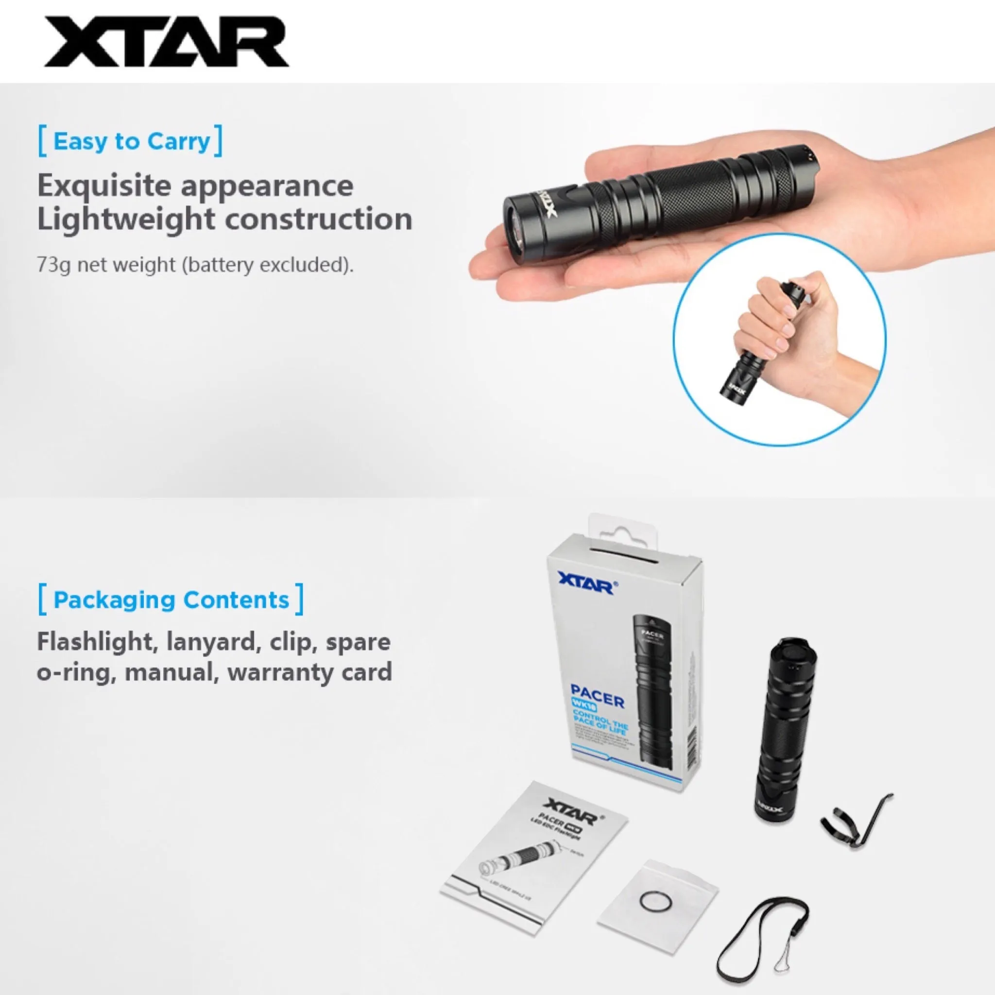 XTAR PACER WK18 1000LMS 150M EDC Flashlight